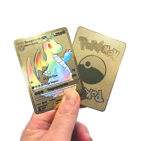 Custom Gold Metal Pok Mon Card Dragonite Vmax Rainbow Best Etsy