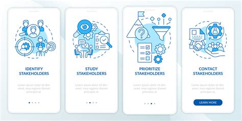 Steps Of Stakeholder Relations Blue Onboarding Mobile App Screen