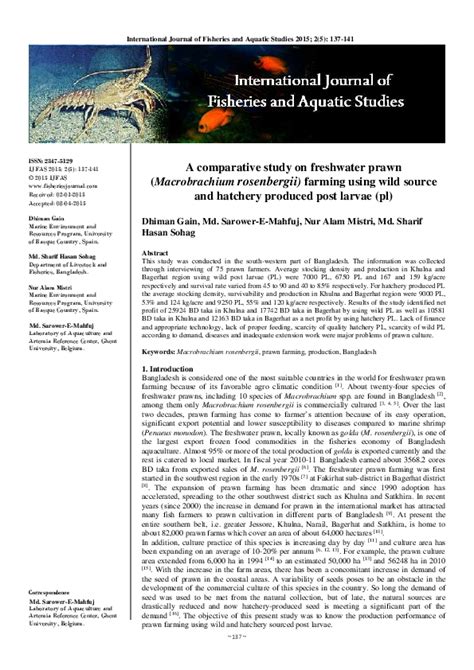 (PDF) A comparative study on freshwater prawn (Macrobrachium ...