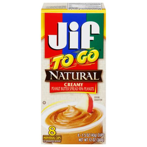 Save On Jif To Go Peanut Butter Creamy Low Sodium Natural 8 Ct Order Online Delivery Giant