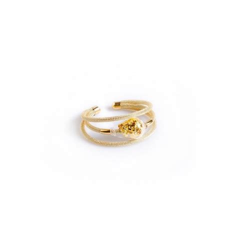 Modern Gold Leaf Bead Bracelet | Made in Italy