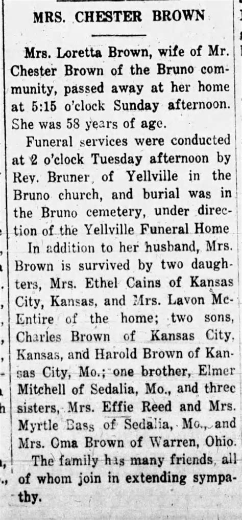 Mrs Chester Loretta Brown Obit ™