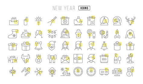 Set Of Linear Icons Of New Year 10561688 Vector Art At Vecteezy