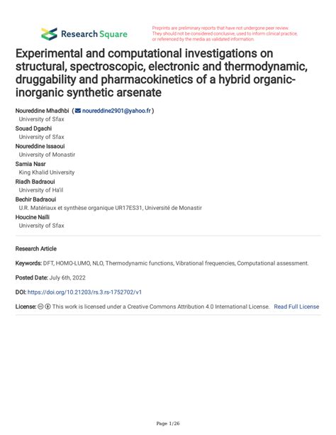 PDF Experimental And Computational Investigations On Structural