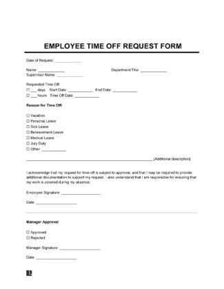 Free Employee Time Off Request Form Pdf Word