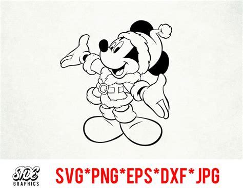 Mickey Santa Instant Download Digital File Svg Png Eps  And Dxf