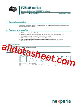 PZU3 0 Datasheet PDF Nexperia B V All Rights Reserved