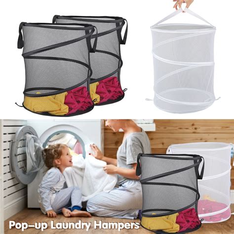 Tsv Pop Up Collapsible Mesh Laundry Hamper Spiral Laundry Basket With