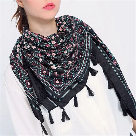 Black Scarf Women 2017 Fashion Women Scarves Springandsummer Vintage Wrap