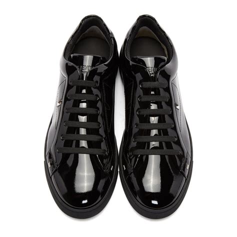 Fendi Leather Black Patent Sneakers for Men - Lyst