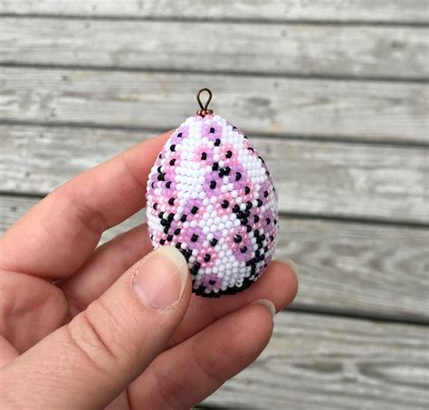 Small Cherry Blossom Easter Egg Crochet Beaded Egg Easter Etsy