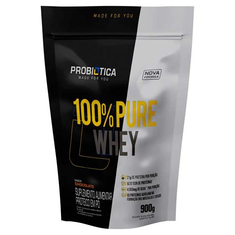 Suplemento Alimentar Proteico Em Pó Chocolate Probiótica 100 Pure Whey