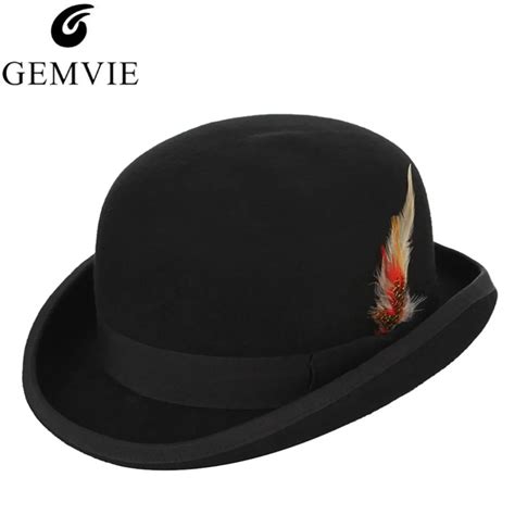 GEMVIE 4 Gr En 100 Wolle Filz Schwarz Derby Bowler Hut F R M Nner