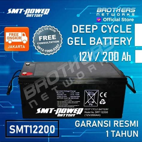 Jual Deep Cycle Gel Battery 12v 200ah Baterai Solar Panel Surya Smt