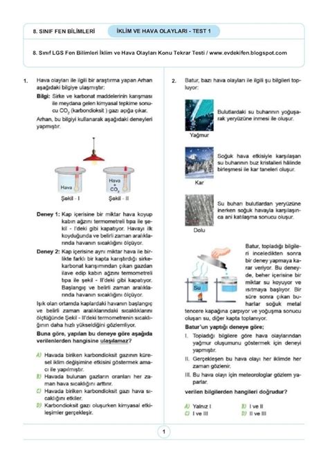 Pdf Kl M Ve Hava Olaylari Test Belenataturkortaokulu Meb K Tr