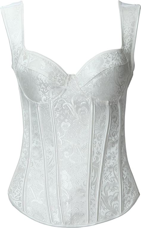 Bslingerie Damen Rose Blumendruck Korsagen Korsett Corsage XL Weiß