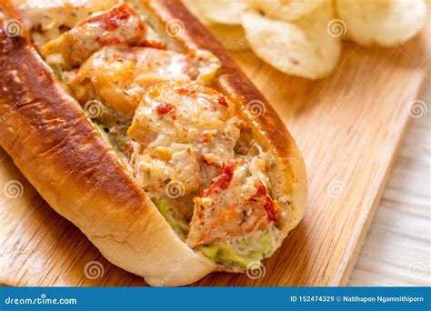 Homemade Lobster Roll With Potato Chips Stock Image Image Of Delicious Maine 152474329