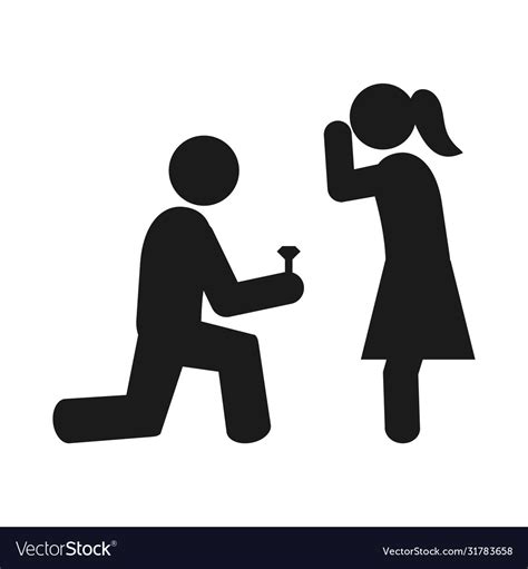 Pictograph Man Making Marriage Proposal To A Woman