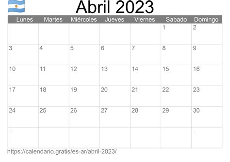 Calendario Abril 2023 De Argentina En Español ☑️ Calendariogratis