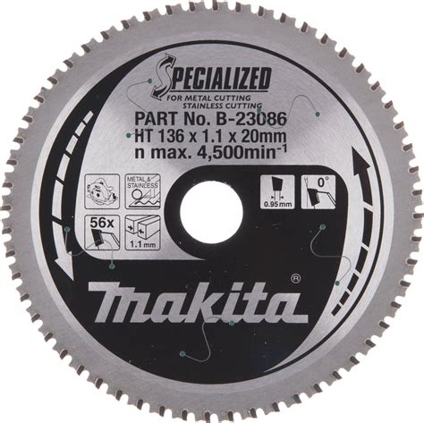 Makita B 23086 Cirkelzaagblad 136 X 20 X 56T Voor Metaal 1 1 Mm