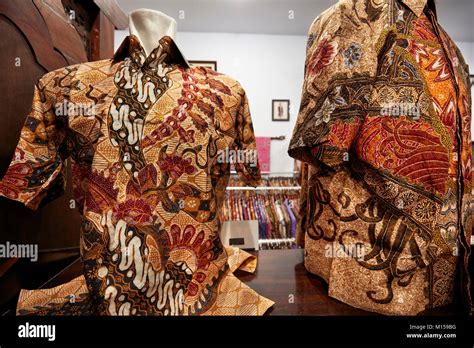 Traditional Indonesian Silk Batik Shirts On Mannequins In Hamzah Batik