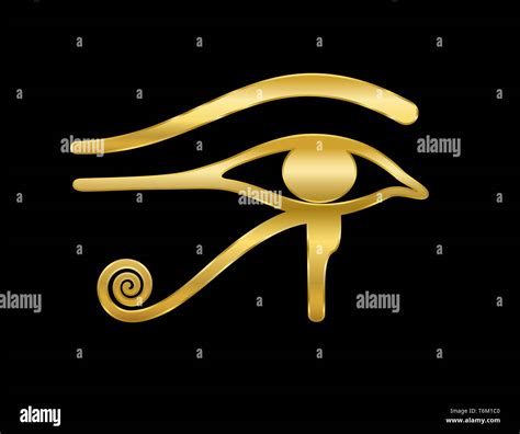 Golden Eye Of Horus On Black Background Ancient Egyptian Goddess