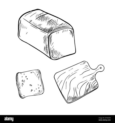 Loaf Bread Whole Black White Vector Illustration Isolated Sandwich