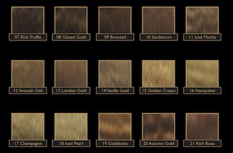 Colour Chart Gold Class Hair