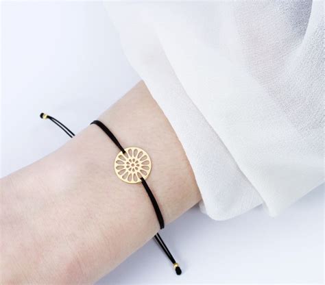 Armband Mandala Blume Symbol Gold Schwarz Silber Vergoldet Schmuck