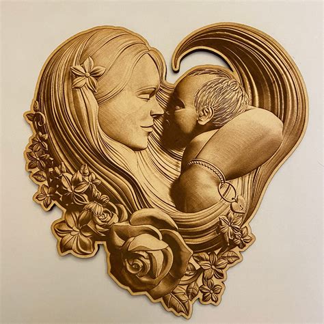 3D Illusion Wall Art Mother and Child Laser Engraved Wall | Etsy