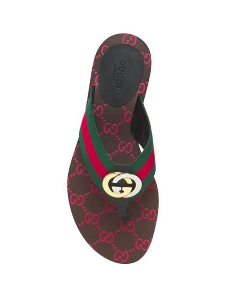 Gucci GG Web Leather Thong Sandals Lyst