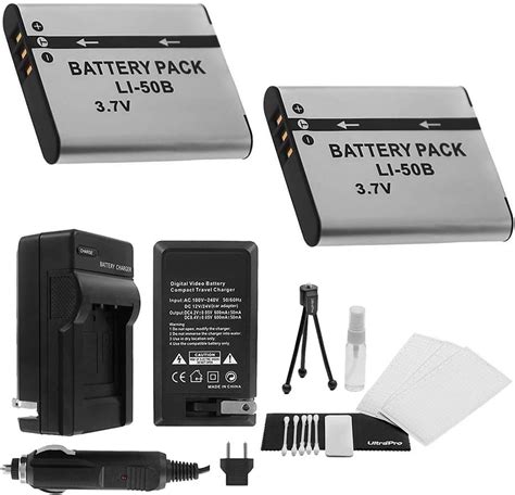 Amazon LI 50B Battery 2 Pack Bundle With Rapid Travel Charger And