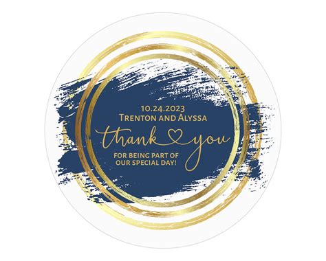 Navy Blue And Gold Wedding Thank You Stickers Wedding Favor Stickers 1