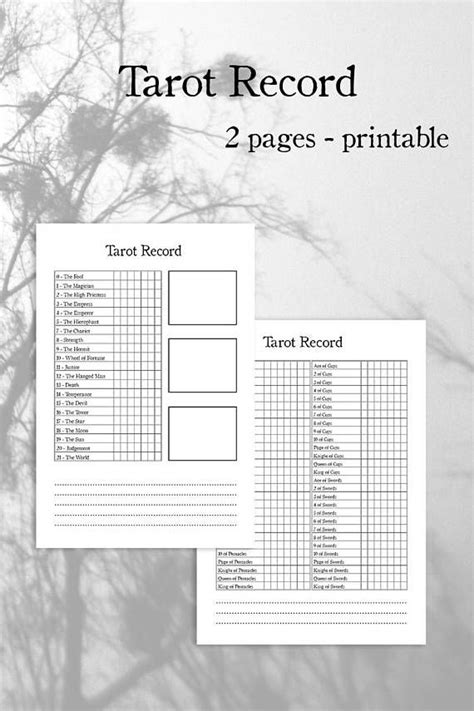 Tarot Planner Printable Tarot Journal Tarot Record A Letter Tarot