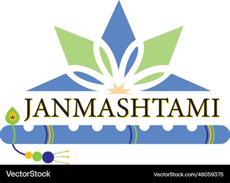 Krishna Janmashtami Hindi Calligraphy Greeting Vector Image