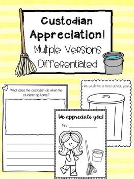 Custodian Appreciation Coloring Sheets And Differentiated Writing Prompts