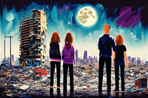 The Last People On Earth Standing Alone In The Vast Dark Cloudy Sky
