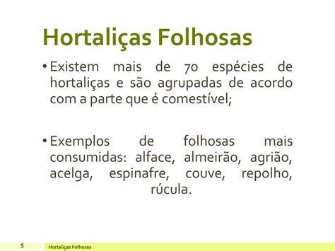 Hortaliças Folhosas ppt carregar