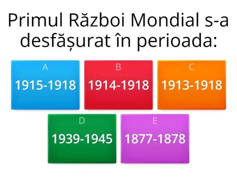 Primul R Zboi Mondial Test De Evaluare Istorie Chestionar