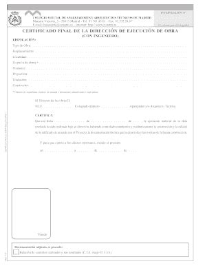 Completable En L Nea Aparejadoresmadrid Certificado Final De La Direcci