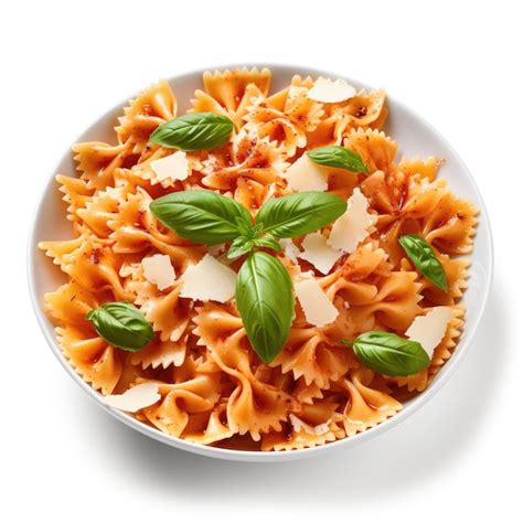 Premium Photo Farfalle Pasta With Basil And Garlic In Tomato Sauce Italian Sauce White Background