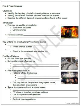 Fire Arson Evidence Powerpoint Illustrated Student Notes Worksheet