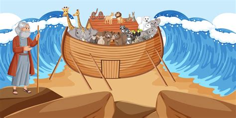 Cartoon Characters From The Noahs Ark Bible Story Vector Image