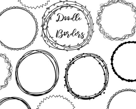 Frames Doodle Border Clipart Handpainted Digital Clipart Frame Etsy