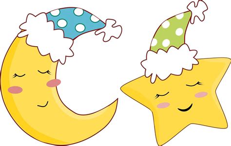 kawaii cute sleeping moon and star in nightcap isolated on transparent ...