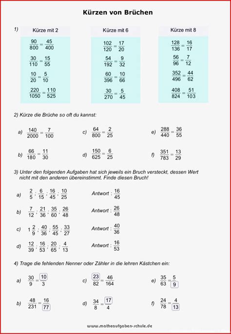 Br Che Bruchrechnen Mathe Klasse Kostenlose Arbeitsbl Tter