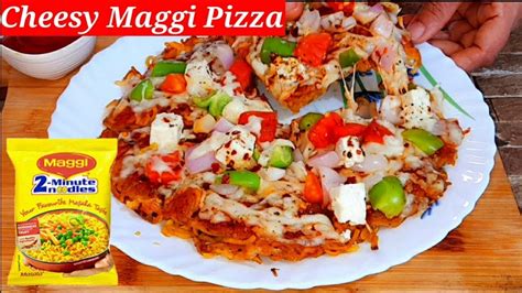 Maggi Pizza Recipe No Egg Without Oven Cheesy Noodles Cafe Style