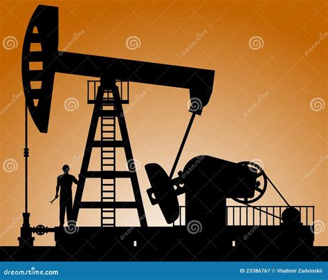 Silhouette Of Oil Pump Stock Vector Illustration Of Extraction