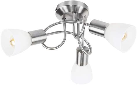 Minisun Modern Way Brushed Chrome Flush Curved Swirl Arm Ceiling