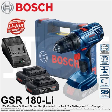 Bosch 18v Gsr 185 Li New Brushless Model Professional Cordless Drill Driver Lithium Ion Set